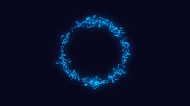 Musical Notes Flowing in Circle