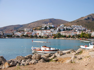 Fishing boats in Datca marina and Kumluk Beach
Datca, Mugla province, Turkey