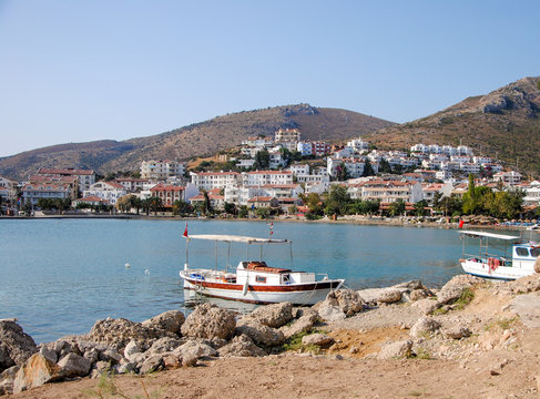 Fishing boats in Datca marina and Kumluk Beach
Datca, Mugla province, Turkey