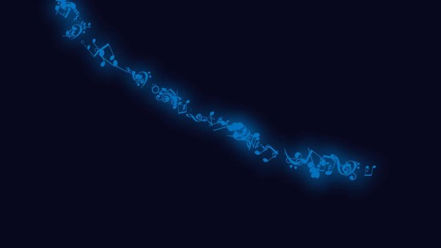 Music Notes Flowing Trough Space
