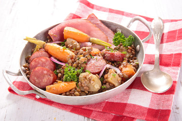lentiles with meat and vegetable