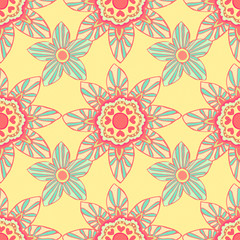 Obraz premium Seamless pattern with beautiful flowers, background