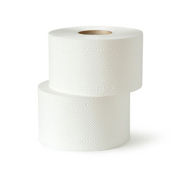 Two white toilet paper rolls