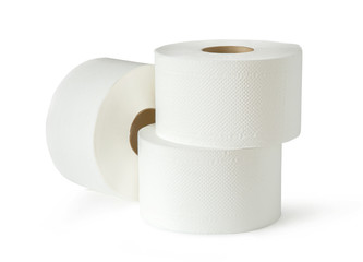 Three white toilet paper rolls