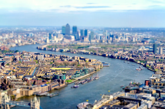 Panoramic View of London, UK. Tilt-shift effect applied © marcorubino