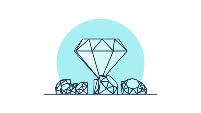 Diamonds rotation 360 degrees. Looped animation. Line art style.