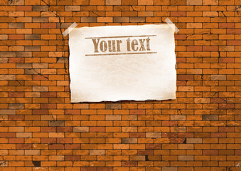 brick wall with a poster. vector illustration 