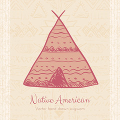 Vector Indian Wigwam Tribal Background © Lianella