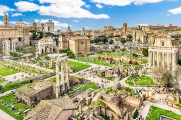 Fotobehang Scenic view over the ruins of the Roman Forum, Italy © marcorubino