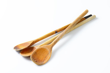 three wooden spoons