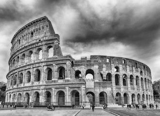 View over the Flavian Amphitheatre, aka Colosseum in Rome, Italy