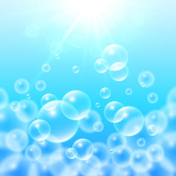 Transparent floating up soap bubbles