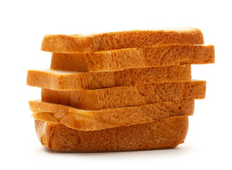 Bread slices on the white background