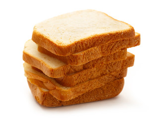 Bread slices on the white background
