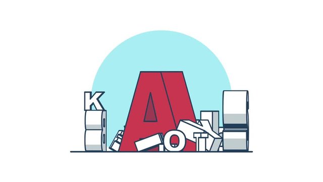 Abstract letters rotation 360 degrees. Looped animation. Line art style.