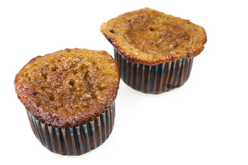 Banana cake on white background.