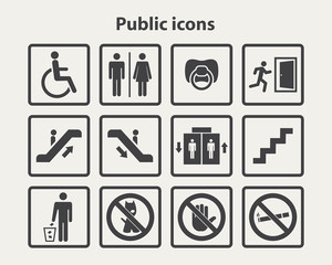 Public information icon set.Service signs icon set .Vector public sign isolated on a white background
