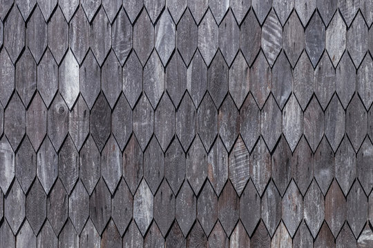 Black wood roof texture in rhombus shapes