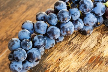 Concord grape on rustic wooden background