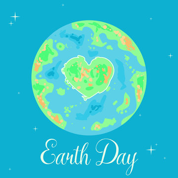 Earth with heart. Happy Earth Day. Poster for Earth Day. Grungy earth globe. Sketch illustration of planet earth vector illustration