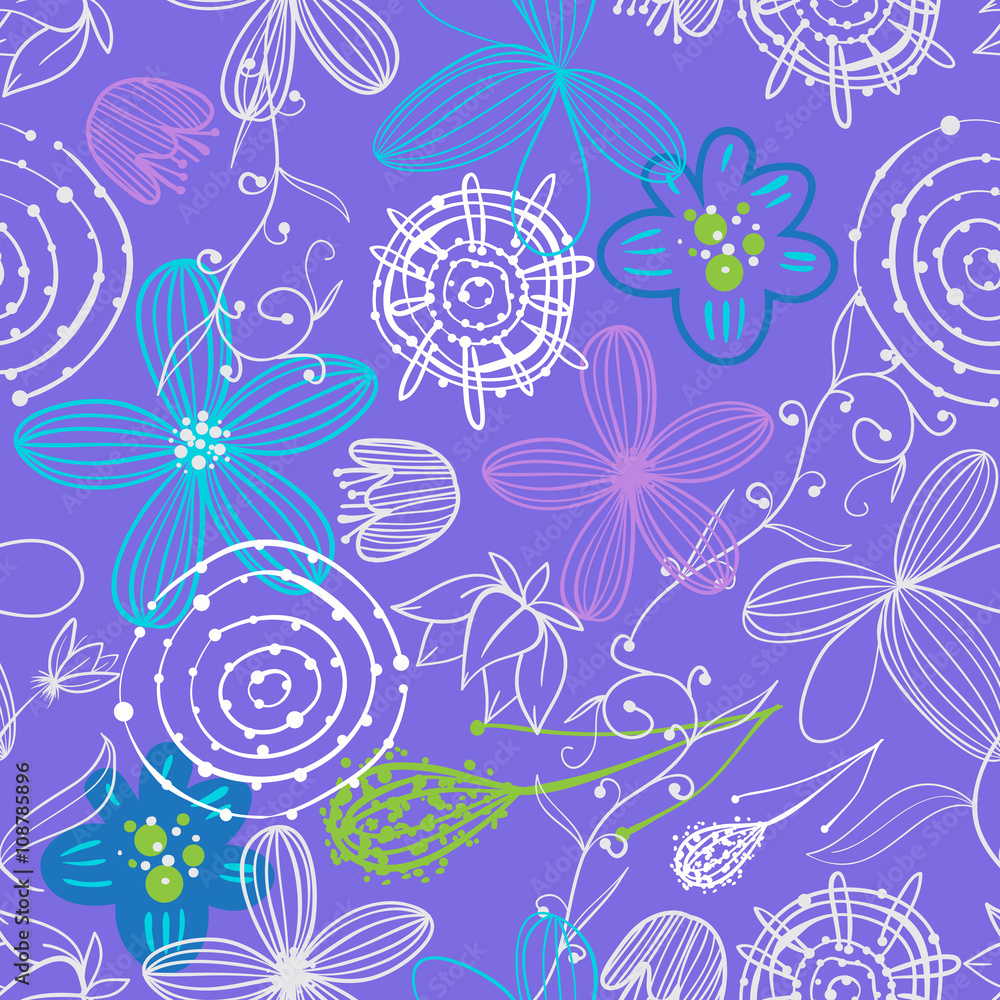 Poster seamless pattern with flower. vector floral pattern in doodle style with flowers and leaves. spring 