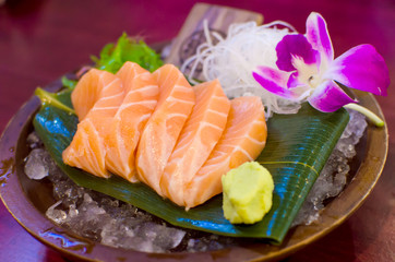 fresh salmon sashimi