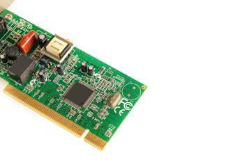 Electronic circuit board old isolated on white background