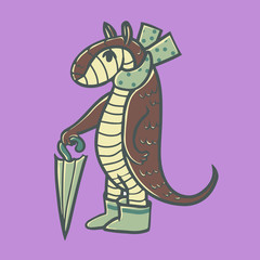 armadillo with umbrella