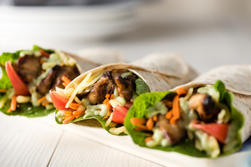 Grilled chicken burrito wraps