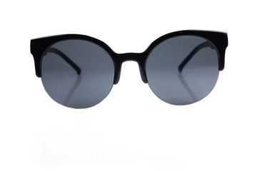 Black sunglasses on a white background.