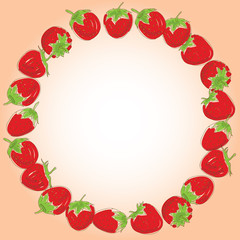 Card for your text Set red strawberries on a white background. Hand drawn sketch. vector