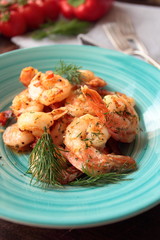 Fresh shrimps on a plate