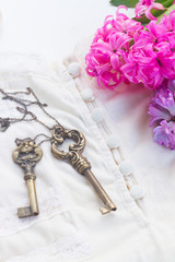 Pink and violet hyacinths