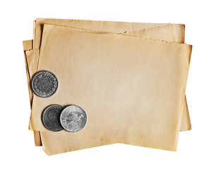Old coins and paper