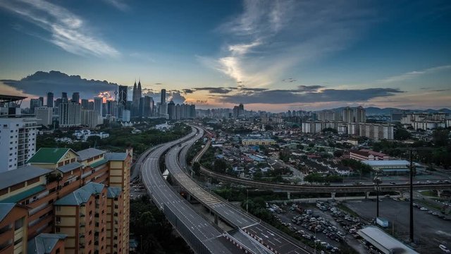 KUALA LUMPUR - DECEMBER 26: A beautiful 4K time lapse of Kuala Lumpur cityscape during blue hour on December 26, 2015 in Kuala Lumpur.