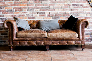 vintage style of interior decoration the leather sofa