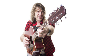 Fototapeta premium musician play guitar on studio