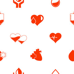 Seamless background with blood donation icons for your design