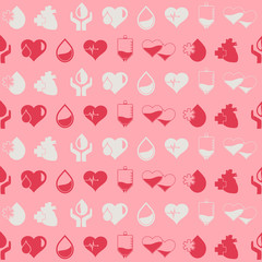 Seamless background with blood donation icons for your design