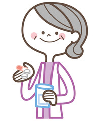 薬を飲むおばあちゃん