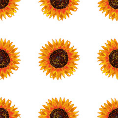 Seamless summer pattern with sunflower flowers vector background. Perfect for wallpapers, pattern fills, web page backgrounds, surface textures, textile