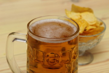 mug of light beer on the table