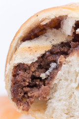 Closeup macro shot chocolate stuffed rolls