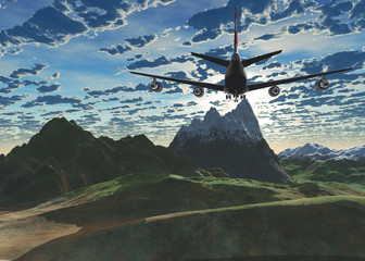 Illustration on the theme of airline travel