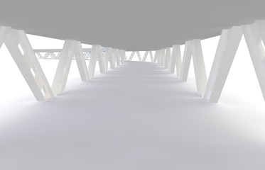 Abstract futuristic white bridge. 3D rendering