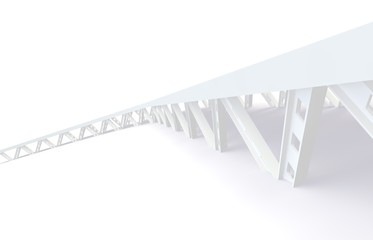 Abstract futuristic white bridge. 3D rendering
