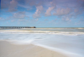 Quiet Sand beach with sea,long exposure(Un-focus image)