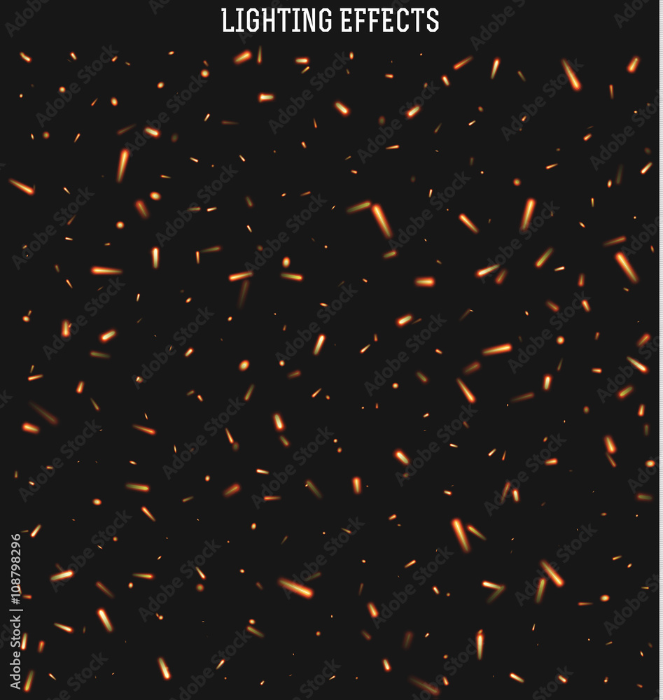 Poster sparks isolated realistic lighting with transparency for design.sparks realistic effect. sparks from