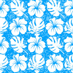 Fototapeta na wymiar Vector seamless pattern with silhouette of tropical leafs 