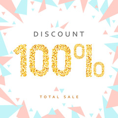 Discount 100. Discounts price tag. Golden discount. Black Friday. Clearance Sale. Discount coupon. Discount gold. Sale discount